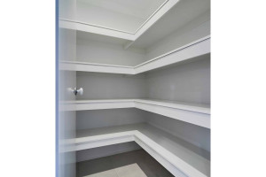 Melamine shelving to robes, walk-in pantry and linen cupboard