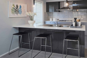 Increased tiled kitchen splashback to underside of bulkhead